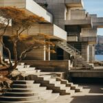 Paulo Mendes brutalism architecture, eco brutalism, surrealist influence, cinema...