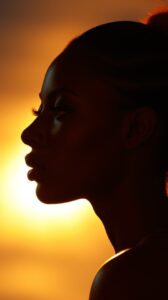 A full - body silhouette of a female figure, intricately designed in the style o...