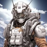 Coloring book, cartoon shading, Close - up shot of the Gundam pilot, with the ba...