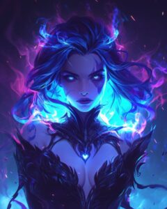 Epic portrait of a Persephone, Greek goddess of the underworld, dark, gloomy, fu...