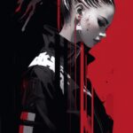 cyberpunk girl, alley, rain, long shot, portrait, Profile, Yoji Shinkawa style, ...