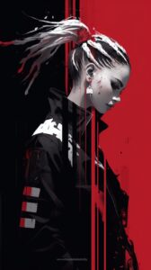 cyberpunk girl, alley, rain, long shot, portrait, Profile, Yoji Shinkawa style, ...
