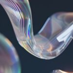 body, low angle::1 Macro, 3d, glass floating flat organic forms, shapeless, clos...