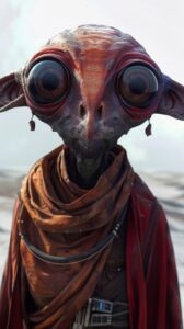 /landscape/ new creature/ large nose/ beautiful big human eyes/ random pupil col...