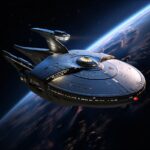 A Star Trek warship. The vessel is huge and accommodates 6,000 crewmembers. The ...