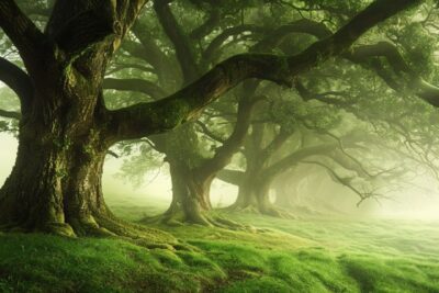 Imagine a poetry workshop in a foggy morning in a mystical forest, where writers...
