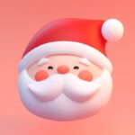 A Santa's head, 3D ICONS, clay, cartoon, Nintendo, Cute, shiny, smooth, clean ba...