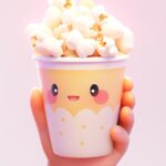 A cute cartoon 3d hand is holding a cup of 3d simple popcorn, cartoon, 3d, c4d, ...