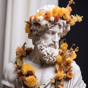 Classical marble statue made of dried flowers --style raw --v 5.2by .klaudio.m#s...