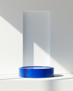 1 unix klein blue podium, rounded, on a ultra white background, --ar 4:5 --v 6.0...