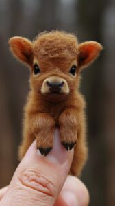 Photorealistic, 34k, A micro baby Buffalo perched on a human finger --ar 9:16 --...