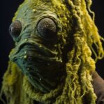 Portrait photography of star wars creature, made of slime mold, dreads, directed...