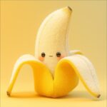 A cute felted wool banana,half of the banana peel has been split open,and the me...