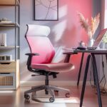 Пример промпта с градиентом для офисного кресла:photograph of pink to silver gre...