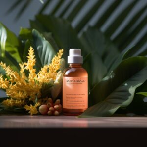 Product photography, a plant nutrition solution, arisaaceae plants as the backgr...