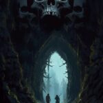 Giant Skull cave entrance, cark and gloomy, misy rising --v 5.1 --s 500 --c 10by...