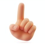 top view, Closeup 3d render of a cartoon's hand with, index finger pointing up, ...