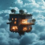 1-2House, floating in the sky, future tech --ar 9:16 --v 6.03-4the top floor of ...