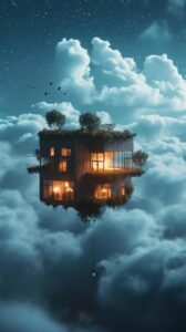 1-2House, floating in the sky, future tech --ar 9:16 --v 6.03-4the top floor of ...