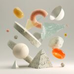 an attractive set of geometric shapes that are placed next to each other flying ...