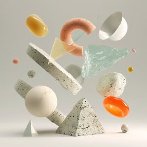 an attractive set of geometric shapes that are placed next to each other flying ...