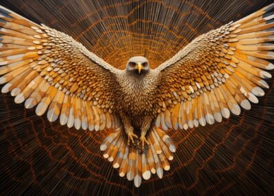 Press if you likeA large bird with wings spread wide is flying and flapping, in ...