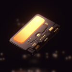 A simcard in black background, in the style of rendered in cinema4d, soft lighti...