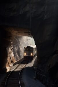 10 cool short prompts for Midjourney V5 6. Photorealistic industrial train exiti...
