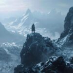 epic, fantasy-themed, reminiscent of high fantasy cinematic styles. Jon Snow, fe...