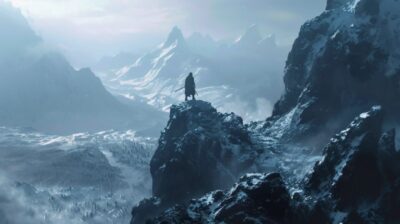 epic, fantasy-themed, reminiscent of high fantasy cinematic styles. Jon Snow, fe...