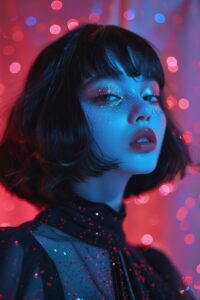 star wars princess space opera couture with an ecliptic bob hairstyle, axolotl, ...