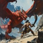 a D&D fantasy book cover by simon stålenhag and larry elmore, photorealistic...