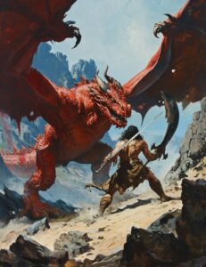 a D&D fantasy book cover by simon stålenhag and larry elmore, photorealistic...