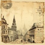 shabby vintage themed old city paper vector --v 5.2by Trinity11#architecture Pro...