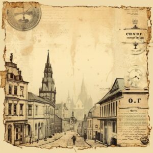 shabby vintage themed old city paper vector --v 5.2by Trinity11#architecture Pro...