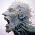 Huge wave inside silhouette of transparent lungs | liquid opal | Lonely and hell...