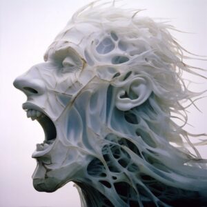 Huge wave inside silhouette of transparent lungs | liquid opal | Lonely and hell...