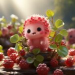 Amazing playful nice cute strawberry character, dynamic poze, surreal fantazy ga...