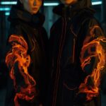 Made artworks based on last tip Black cyber oversize Techwear cargo jacket, mini...