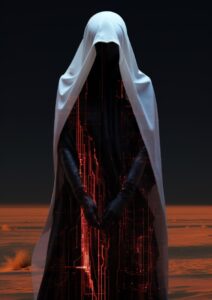 No face viewed through the subliminal glitchy layered matrix inspired cyberpunk,...