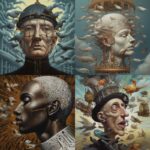 A black male's face as a birdcage, with a white dove flying out of its mouth. Ex...