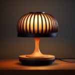 Black lamp in wooden top, in the style of tactile surfaces, spot metering, soft ...