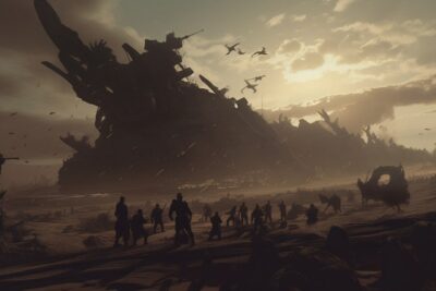 An optimistic idealist, c4d, octane render, epic battle scene, intense lighting ...