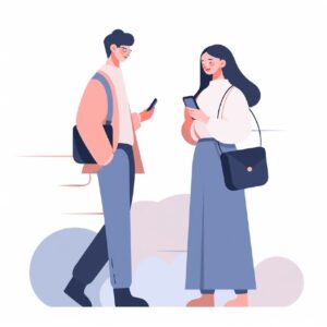 simple ui illustration of person in everyday life, man and woman, in the style o...