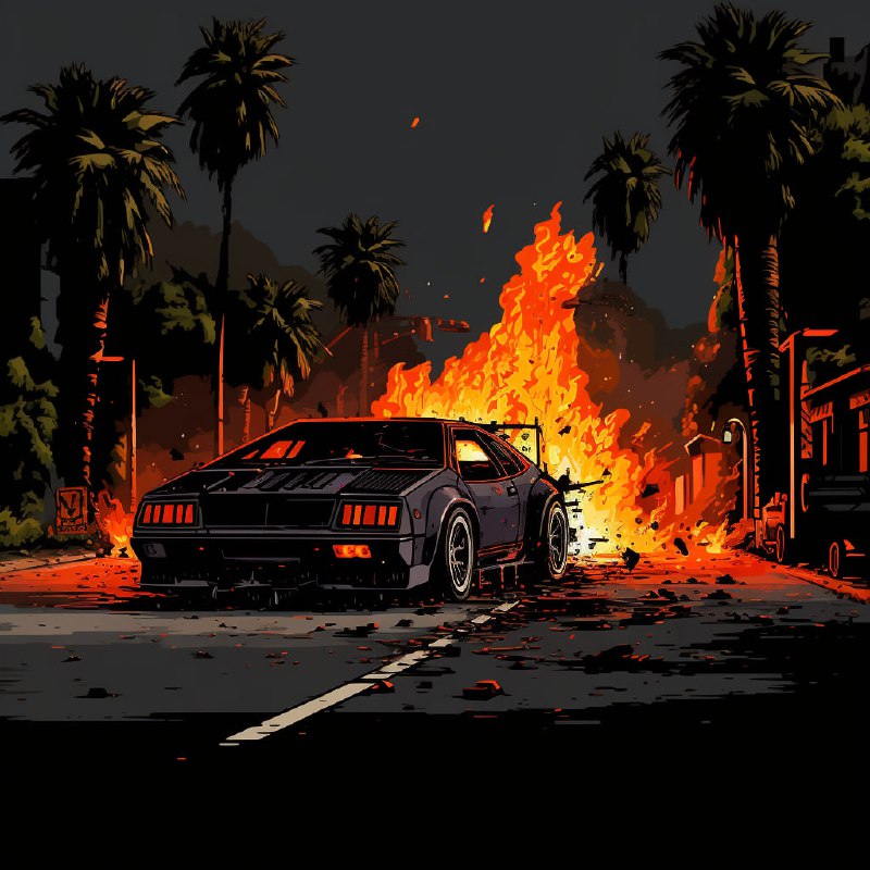 YN26lJKqFtgj6OcBiPJ9iLhIuF9aXXlgfGxzZXAJFKTt-6kr0xOkSGAWjiP_cbj3GRYb49TA2lcEeBXspsZawfbohaslWbQjgEAl.jpeg 8 bit pixel art: a black lamborghini hurracan car accident get burning in the ro...