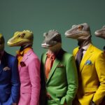 [Dashing] [Reptilian] [Sextet], anthropomorphic, vibrant colors, group photo, fa...