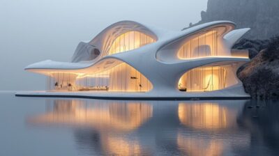 Spectacular modern architecture. weapon design style. --ar 16:9 --s 750 --v 6.0b...