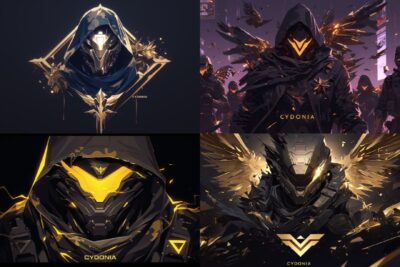 Vector esports team emblem, "CYDONIA", logo, stylish, masculine, militaristic, g...