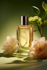 Shooting a set of perfume products, flowers, plants and trees, simple background...