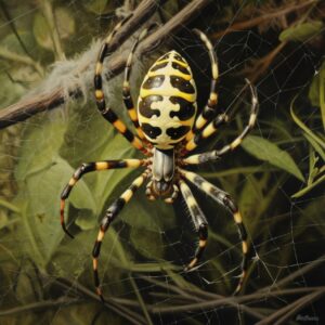 Wasp spider in his habitat, hyperrealismby Ghislo749...